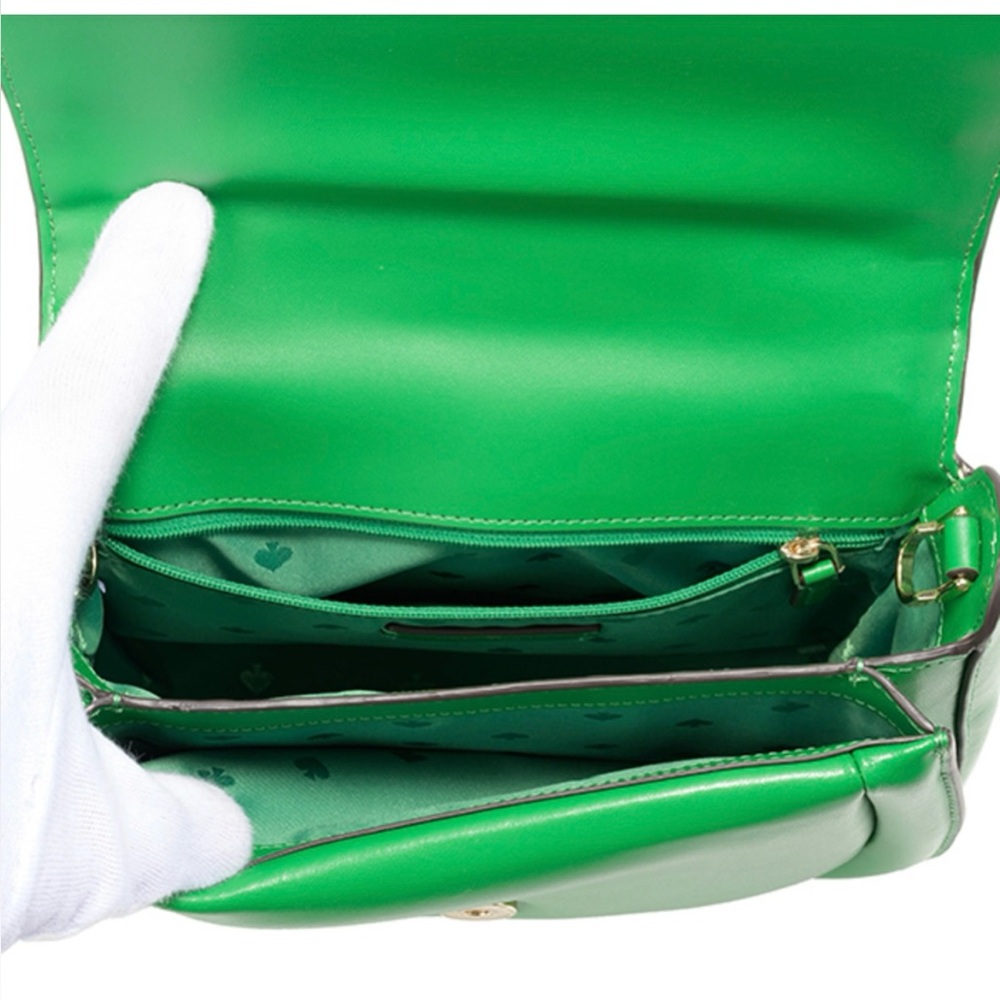 🟢NWT Kate Spade NY Puffy Smooth Leather Mini Crossbody Satchel: "Green Bean" 🟢 - Picture 10 of 14